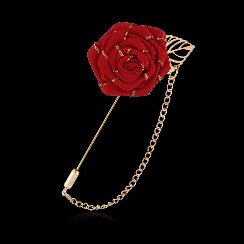 Men's Floral Camellia Chain Brooch - Red - image 1