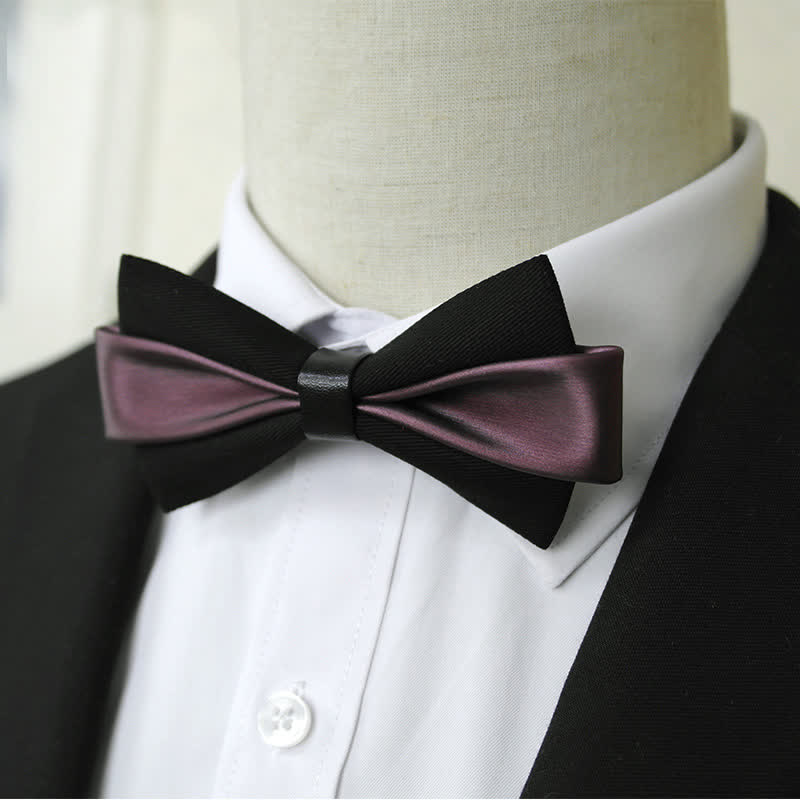 Men's Double Color PU Leather Bow Tie - image 6