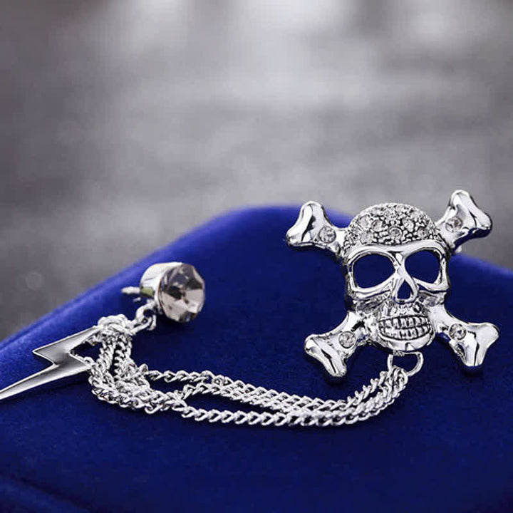 Men's Gothic Skull Lightning Chain Brooch - image 6