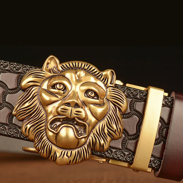 Men's 3D Sculpture Lion Head Leather Belt - image 4