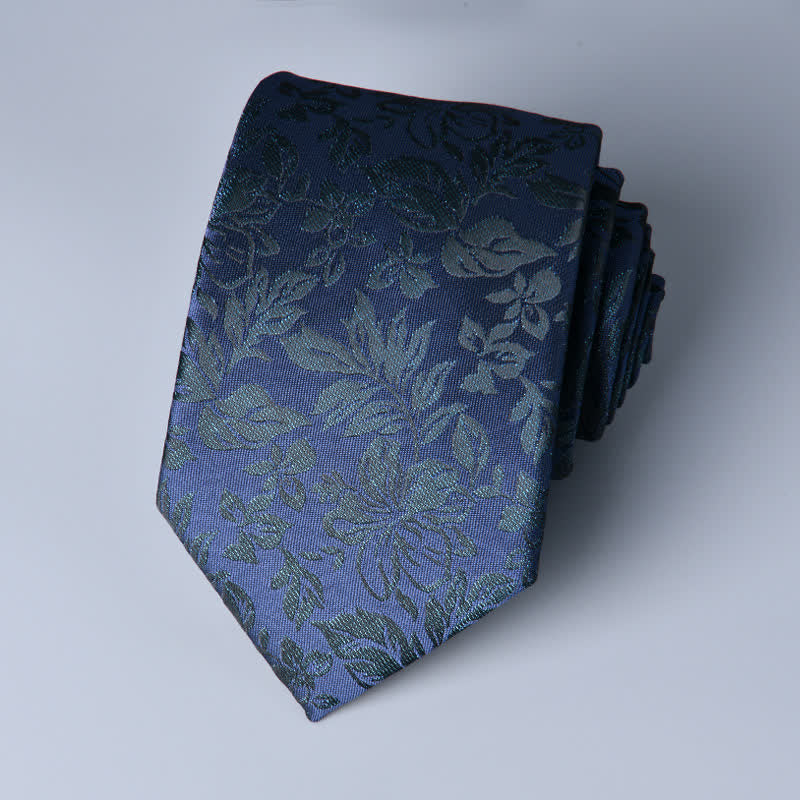 MidnightBlue Men's Novelty Leaves Botanical Necktie - MidnightBlue - image 0