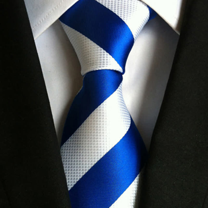 Men's Peppy Block Striped Necktie - Blue & White - image 3