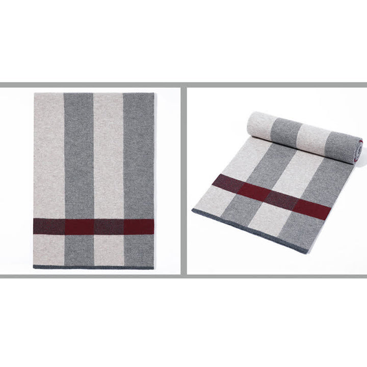 Men's Leisure Business Plaid Pure Wool Scarf - image 2