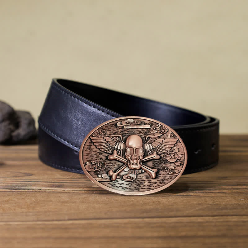 Men's DIY Skull Angel Creative Beer Holder Buckle Leather Belt - Copper - Black PU Belt (40) - image 10