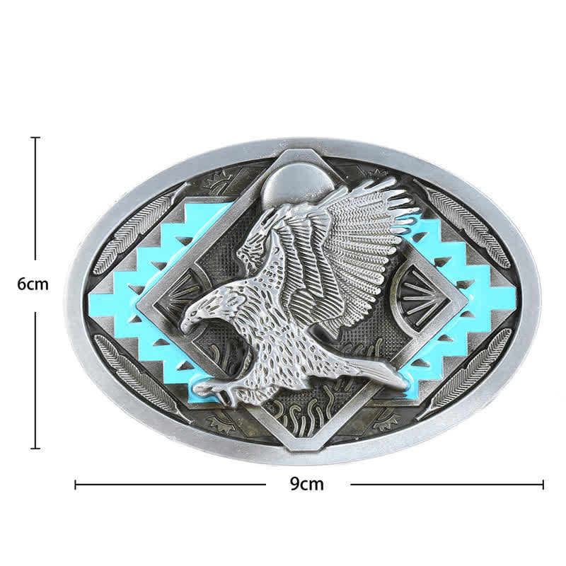 Men's DIY Enamel Landing Eagle Buckle Leather Belt - image 2