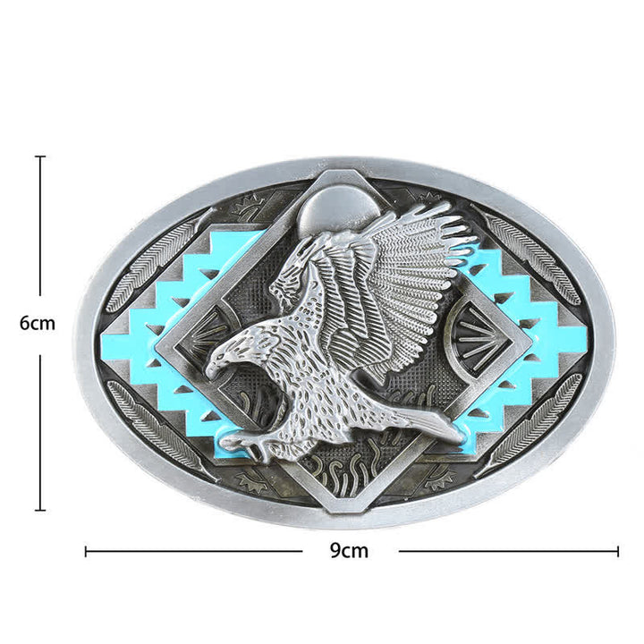 Men's DIY Enamel Landing Eagle Buckle Leather Belt - image 2