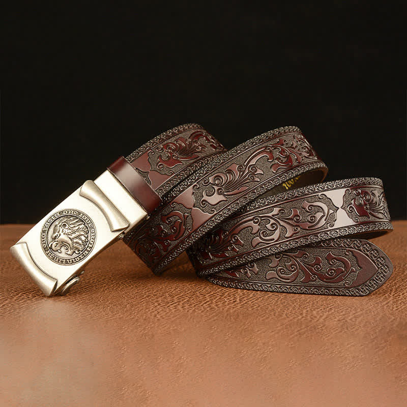 Men's Punk Lion Head Leather Belt - image 14