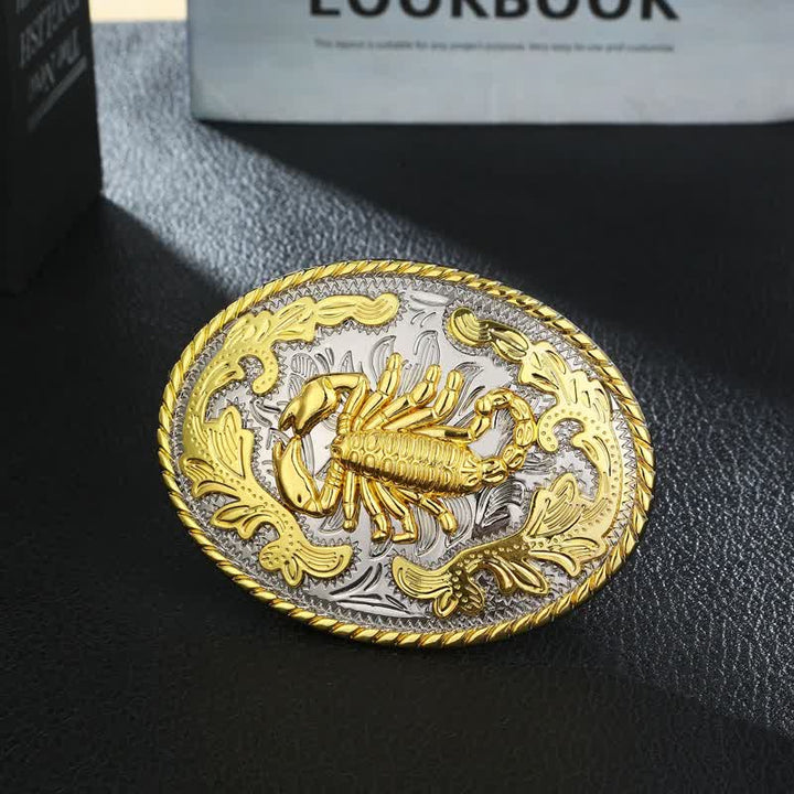 Men's DIY Golden Scorpion Buckle Leather Belt - Oval - Without Belt - image 4