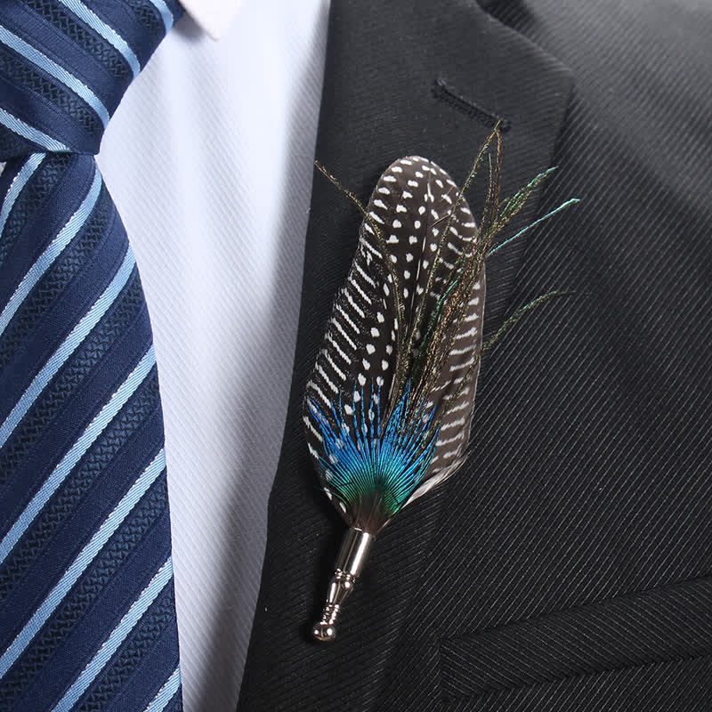 Wedding Natural Feather Buttonhole Brooch - image 0