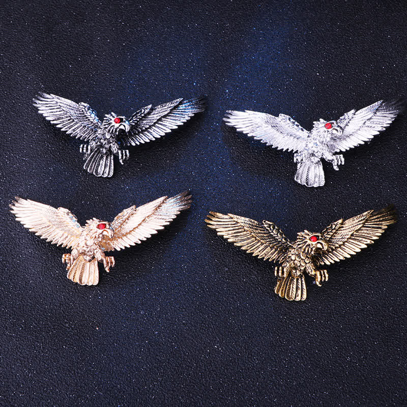 Men's Retro Soaring Bald Hawk Brooch - image 1