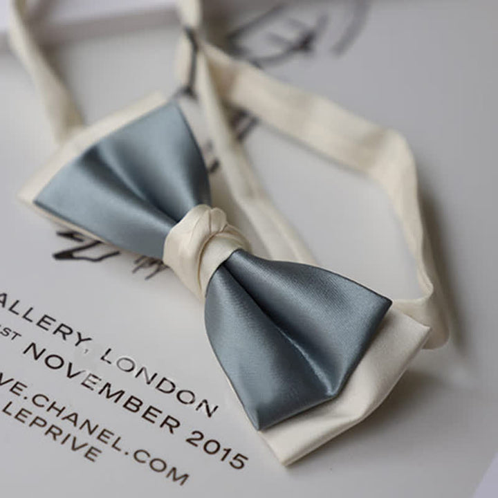 Men's Macaron Color & White Double-layer Bow Tie - image 3