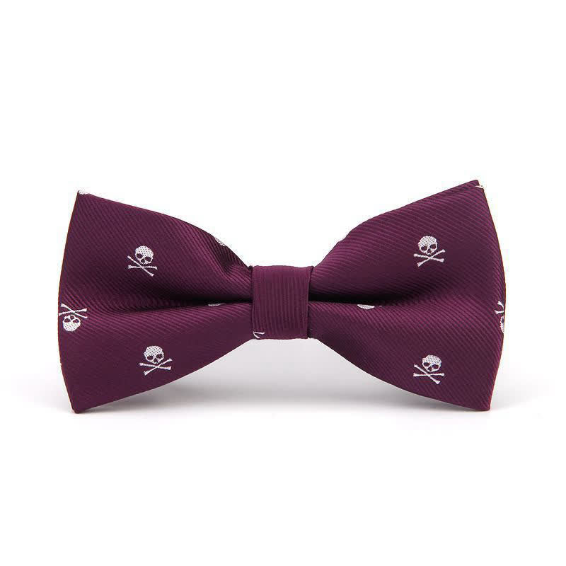 Men's Halloween Skeleton Cross Bones Bow Tie - Purple - image 7
