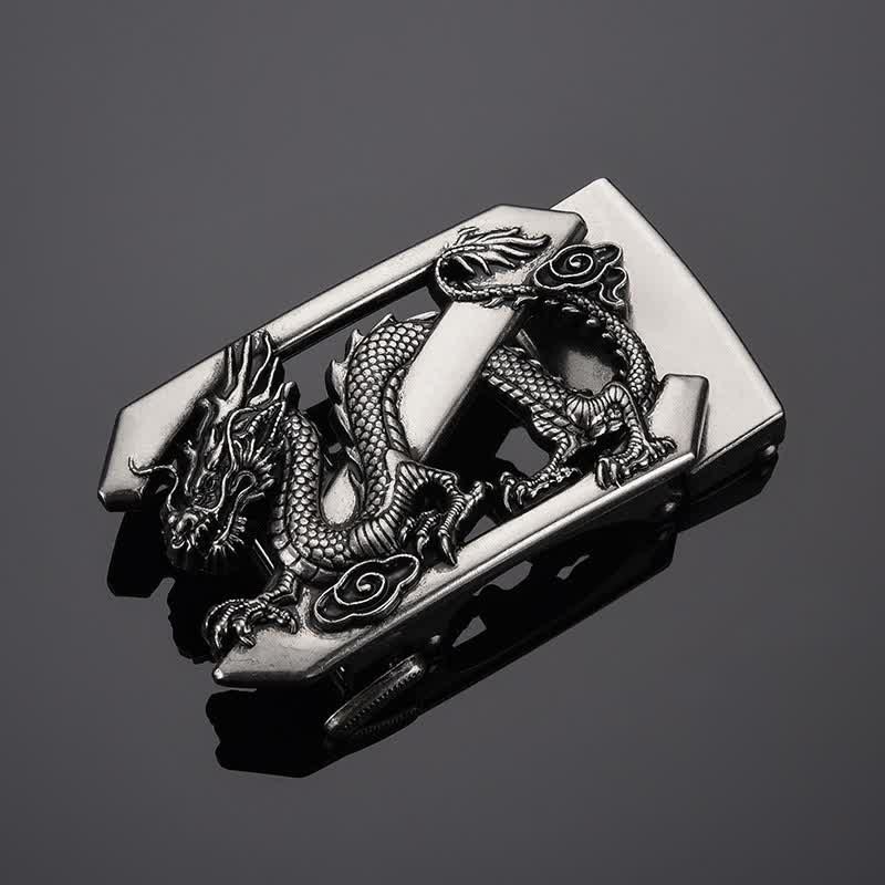 Men's DIY Letter Z Dragon Automatic Buckle Leather Belt - Antique Silver - Without Belt - image 9