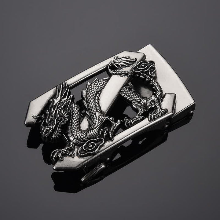 Men's DIY Letter Z Dragon Automatic Buckle Leather Belt - Antique Silver - Without Belt - image 9