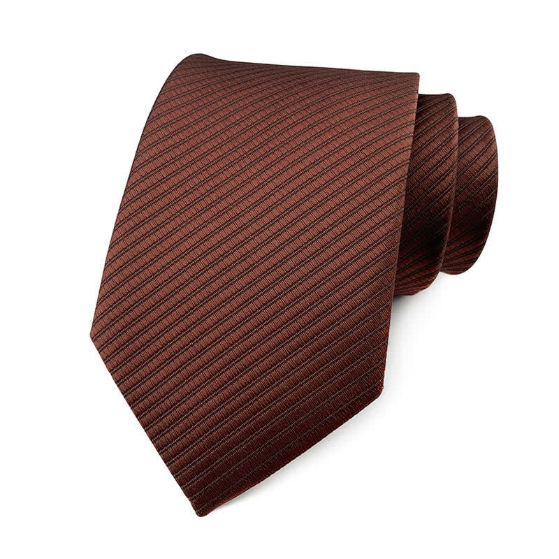 Men's Solid Color Discreet Twill Work Necktie - Brown - image 5