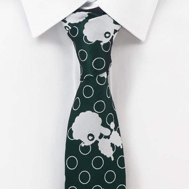 Men's Green & White Sheep Necktie - image 1