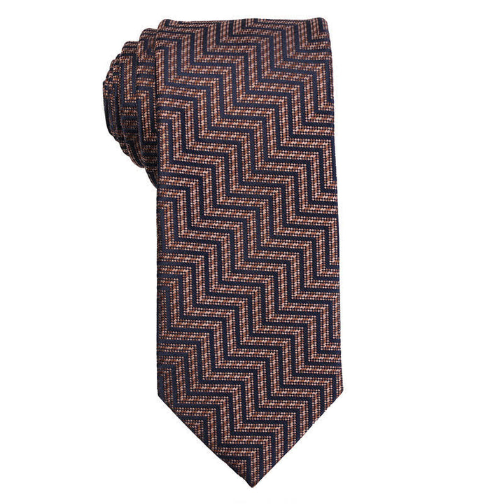 Men's Coffee Brown Series Micro Checks Necktie - Herringbone - image 2