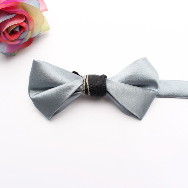 Men's Classic Glossy Solid Colored Bow Tie - Gray - image 4