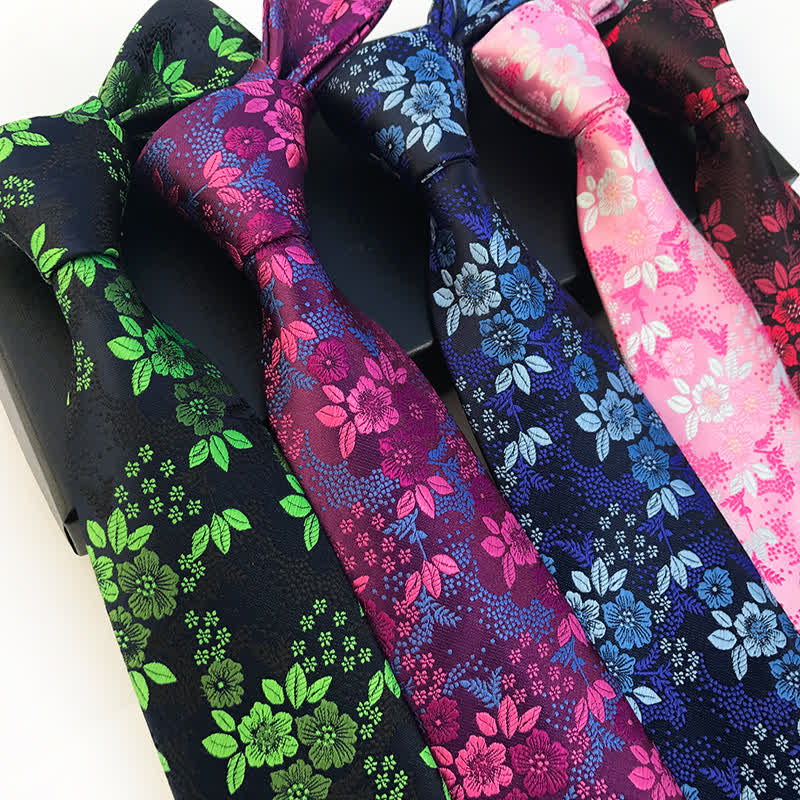 2Pcs Men's Plum Blossoms Floral Necktie Set - image 1