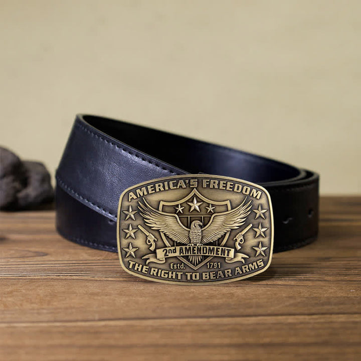 Men's DIY Eagle America's Freedom Buckle Leather Belt - Antique Bronze - Black PU Belt (40) - image 6