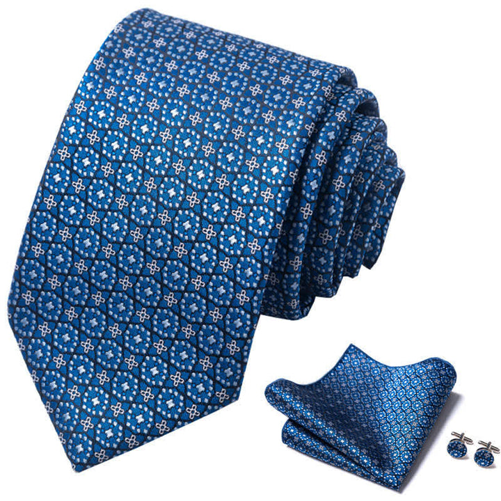 3Pcs Men's SteelBlue Patrician Gent Necktie Set - image 1