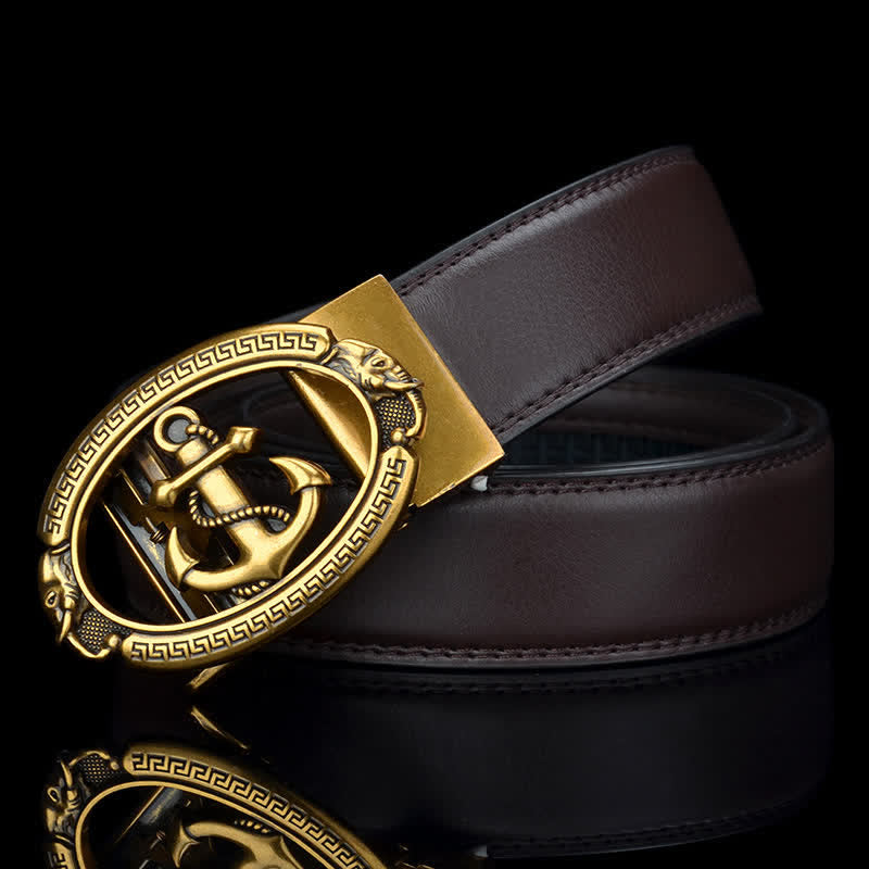 Men's Nautical Ship Anchor Leather Belt - image 1
