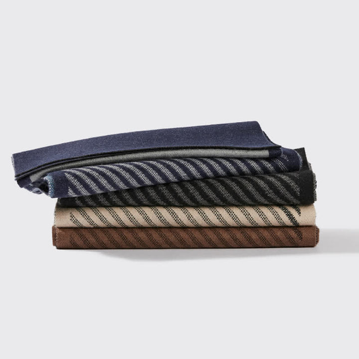 Men's Color Contrast Striped Pure Wool Scarf - image 3
