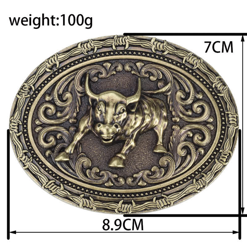 Men's DIY Cowboy Bullfighter Buckle Leather Belt - image 2