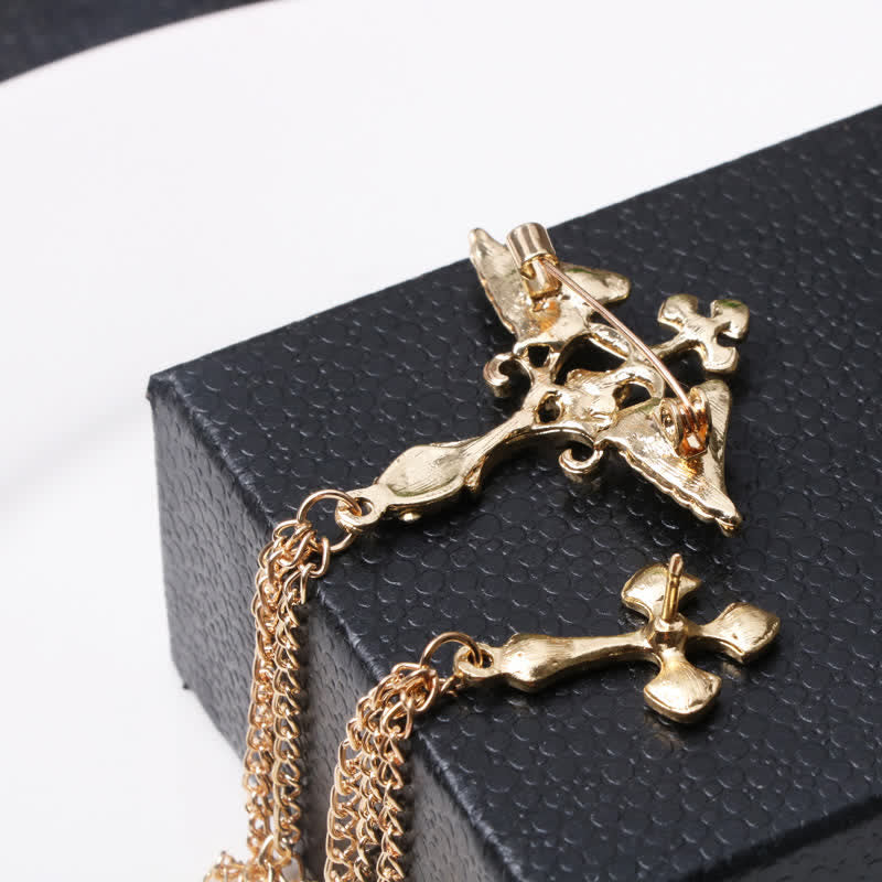 Men's Angel Wings Cross Tassel Brooch - image 3