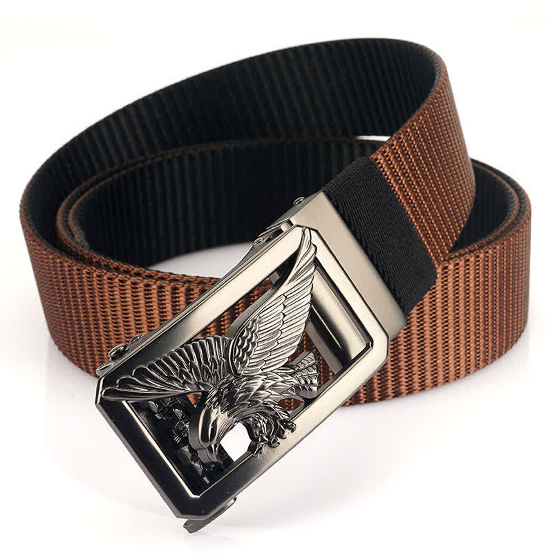 Men's Soaring Hawk Eagle Double-Sided Nylon Belt - Brown & Black - 48" - image 0