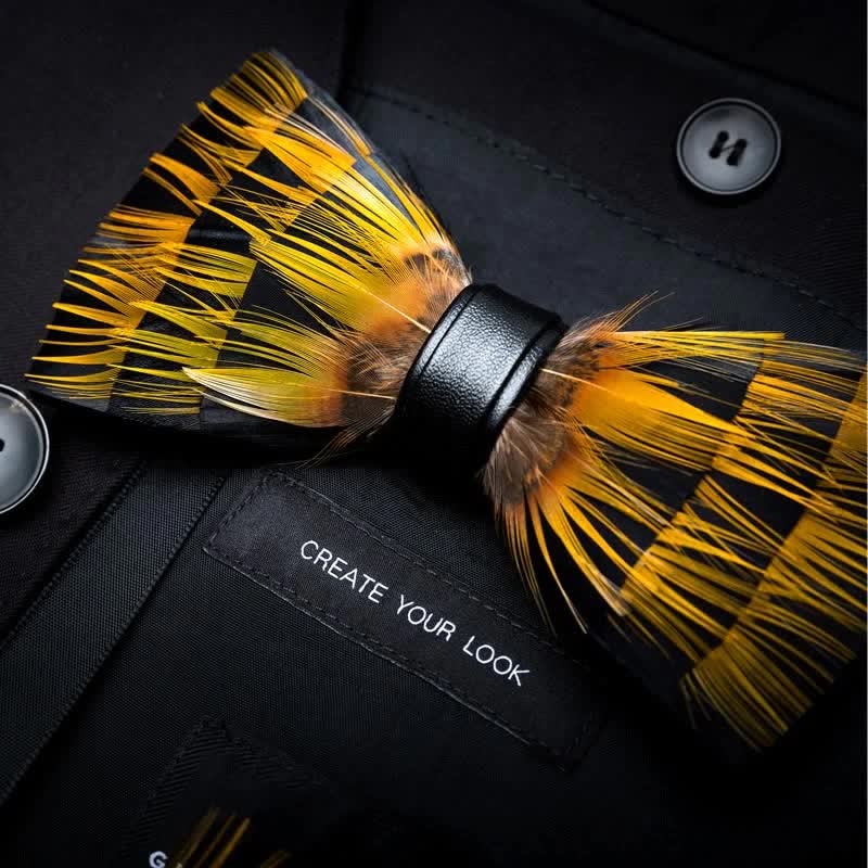 Yellow Peacock Feather Bow Tie Collection Bundle - image 9
