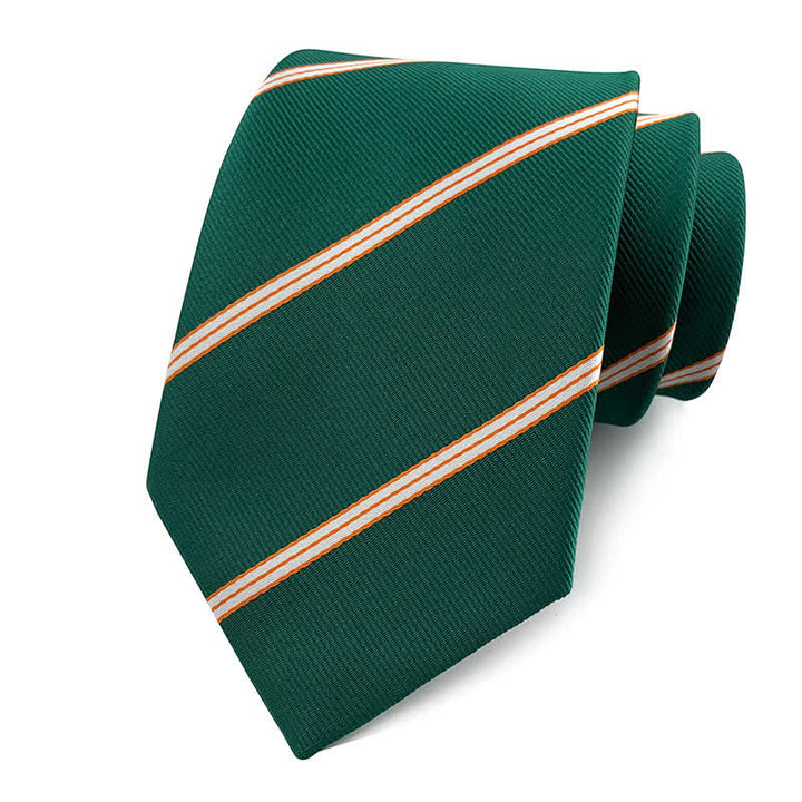 Men's Traditional Repp Striped Office Necktie - Green - image 7