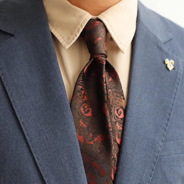 Men's Black & Red Thistles Exotic Mystery Necktie - Black & Red - image 0