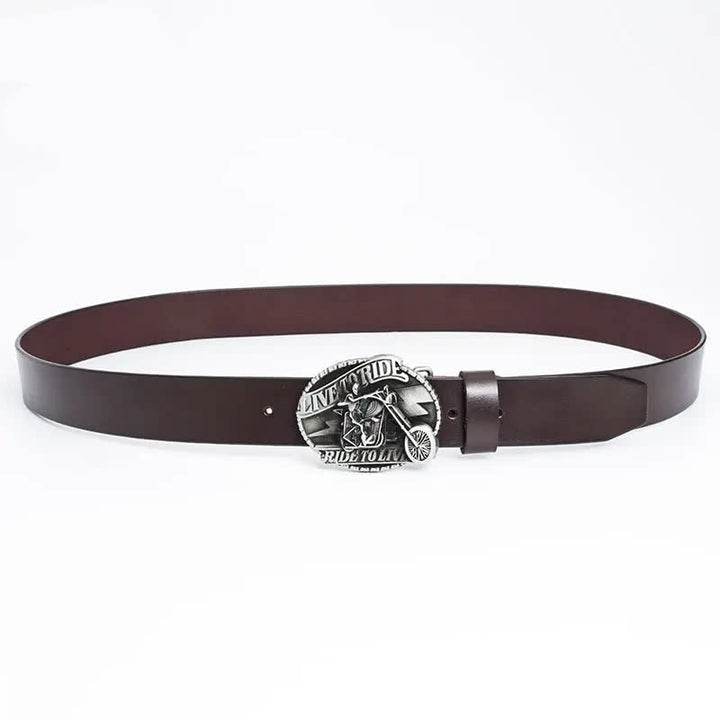 Men's Skeleton Motorcyclist Skull Leather Belt - image 6