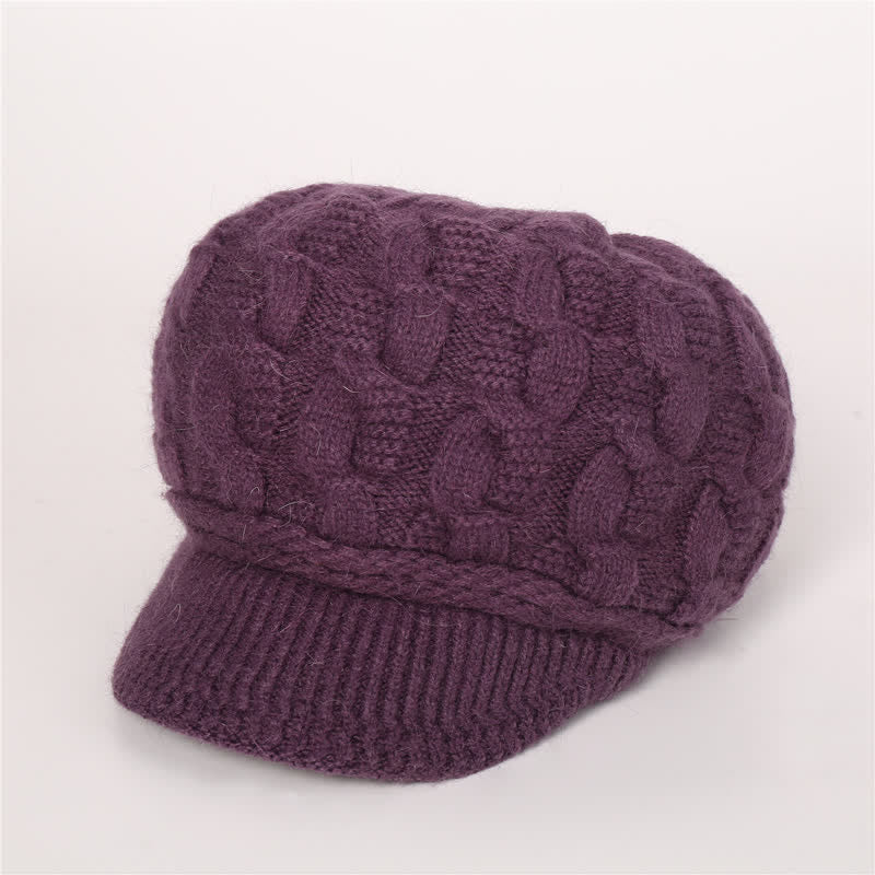 Women's Slouchy Fluffy Lining Visor Beanie Hat - Purple - Adjustable (Approx. 19.69"-23.62") - image 30