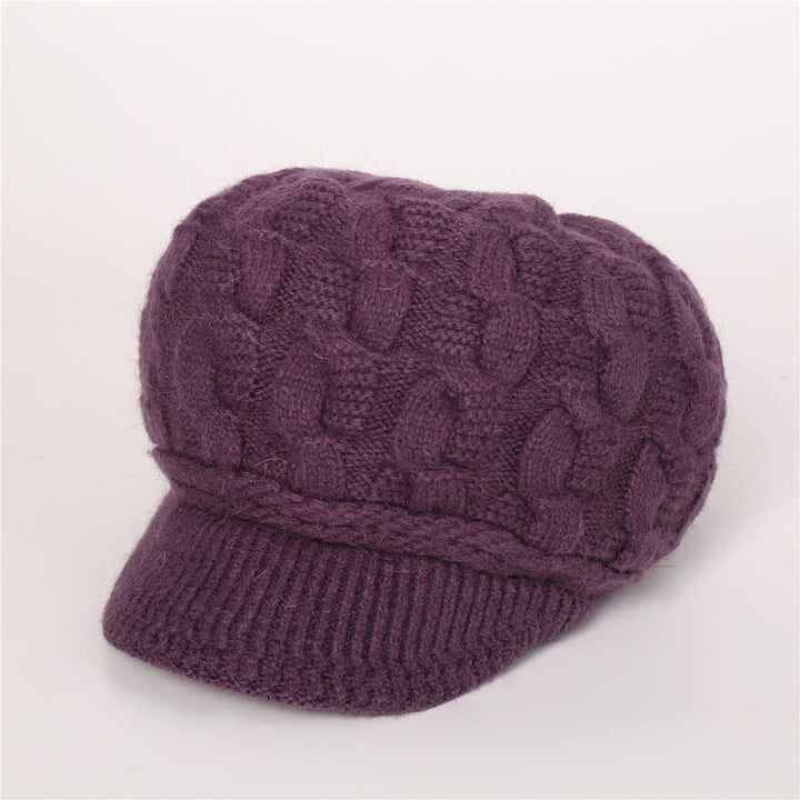 Women's Slouchy Fluffy Lining Visor Beanie Hat - Purple - Adjustable (Approx. 19.69"-23.62") - image 30