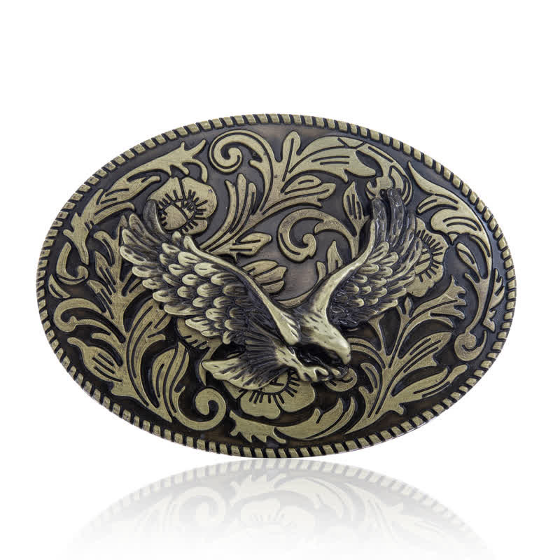 Men's DIY Animal Flying Eagle Buckle Leather Belt - image 2
