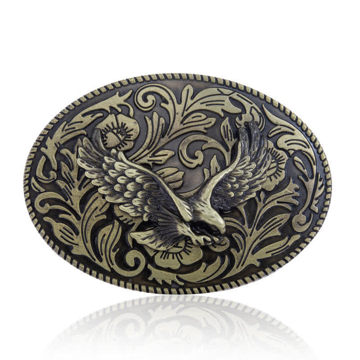 Men's DIY Animal Flying Eagle Buckle Leather Belt - image 2