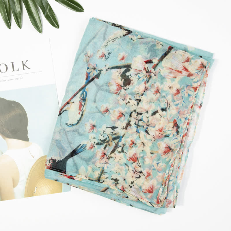Women's Lightweight Blooming Floral Birds Scarf - image 16