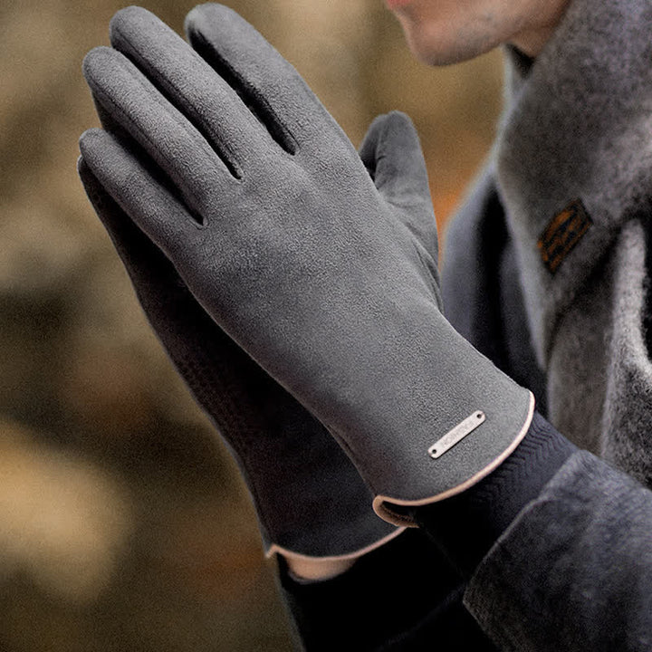 Suede Thermal Velvet Split Finger Gloves - image 14