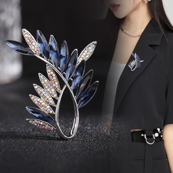 Women's Olive Branch Crystal Brooch - image 2