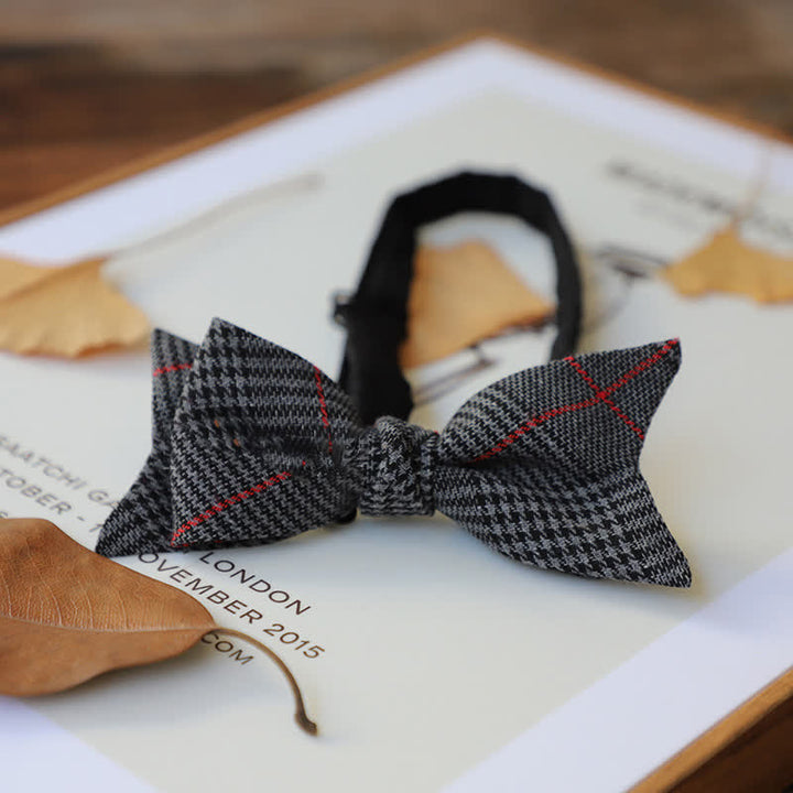 Men's Personality Narrow Style Bow Tie - DarkGray Plaid - image 9