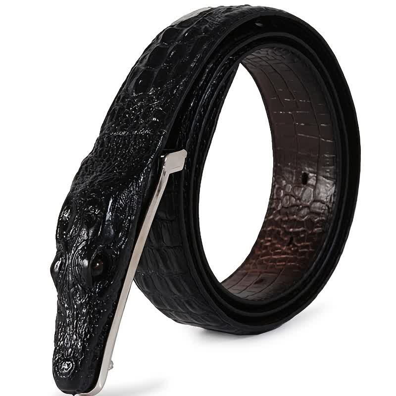 Men's Lifelike Crocodile Head Buckle Leather Belt - image 10