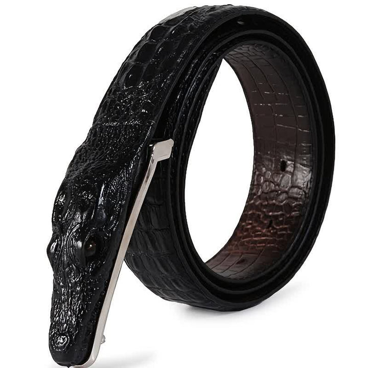 Men's Lifelike Crocodile Head Buckle Leather Belt - image 10