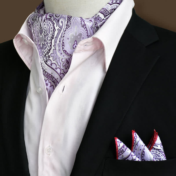 2Pcs Lavender Luxury Floral Paisley Pocket Square and Cravat Set - Lavender - image 0