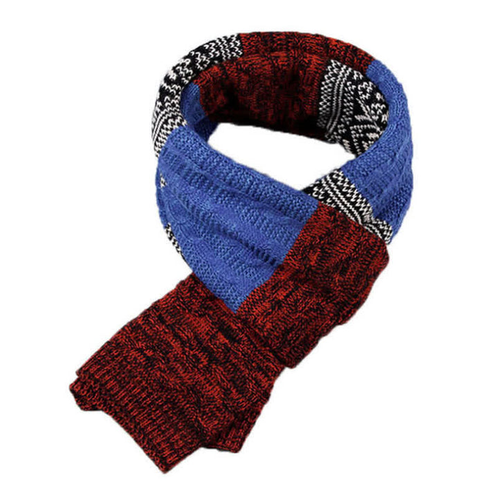 Men's Argyle Knitted Stitching Color Block Scarf - image 13