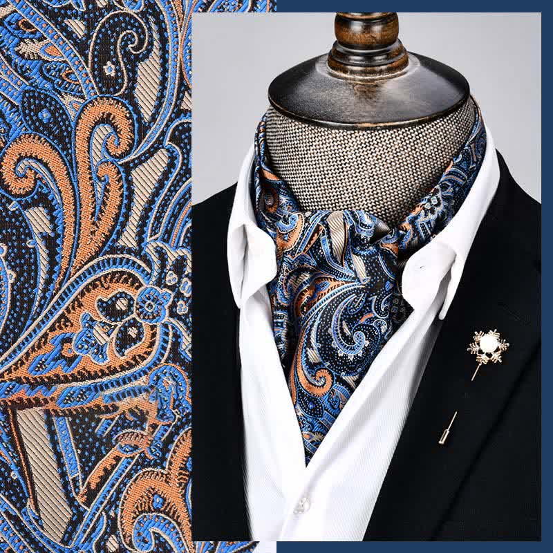 SteelBlue Modern Men's Grandeur Floral Ascot Paisley Cravat - SteelBlue - image 0