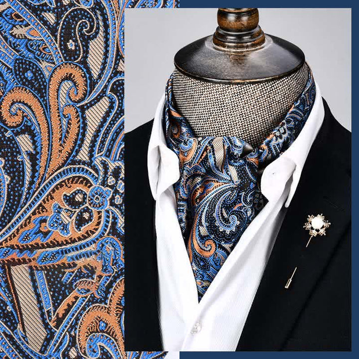 SteelBlue Modern Men's Grandeur Floral Ascot Paisley Cravat - SteelBlue - image 0