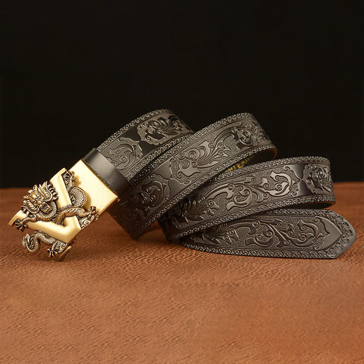 Men's Letter V Dragon Embossing Leather Belt - image 12