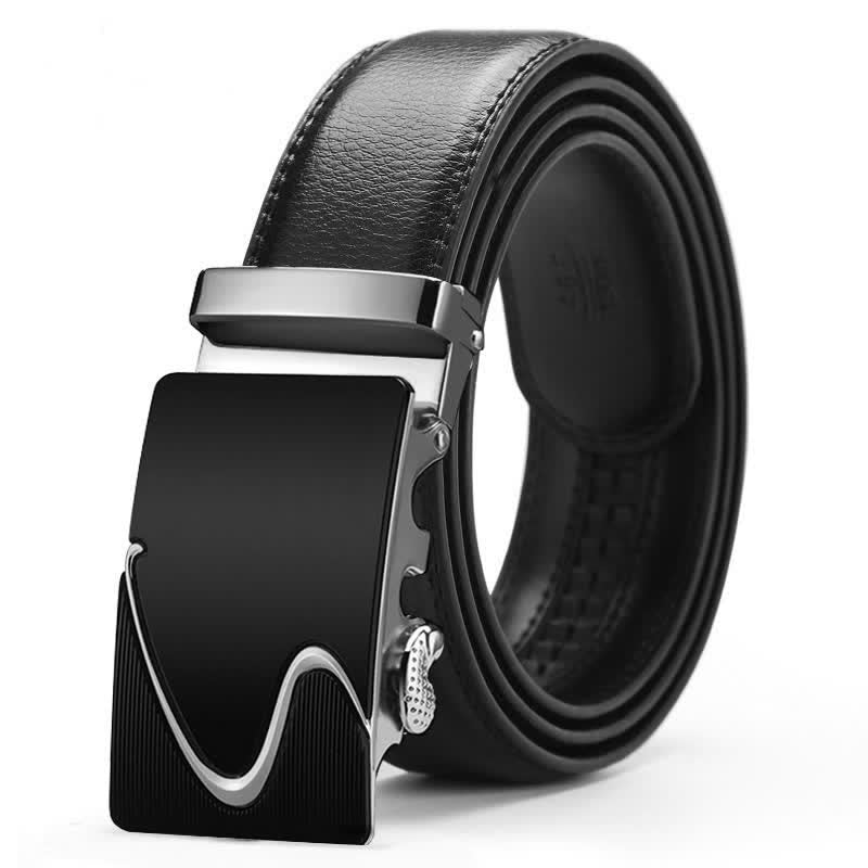 Men's Luxury Embossed Automatic Buckle Leather Belt - Style #4 - Silver - 46 - image 14